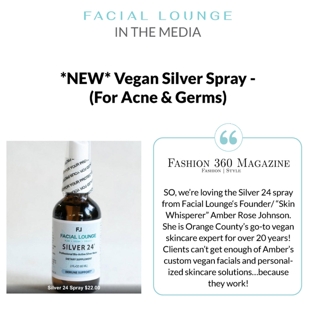Featured in Fashion 360 Magazine: New Vegan Silver Spray - For Acne and Germs